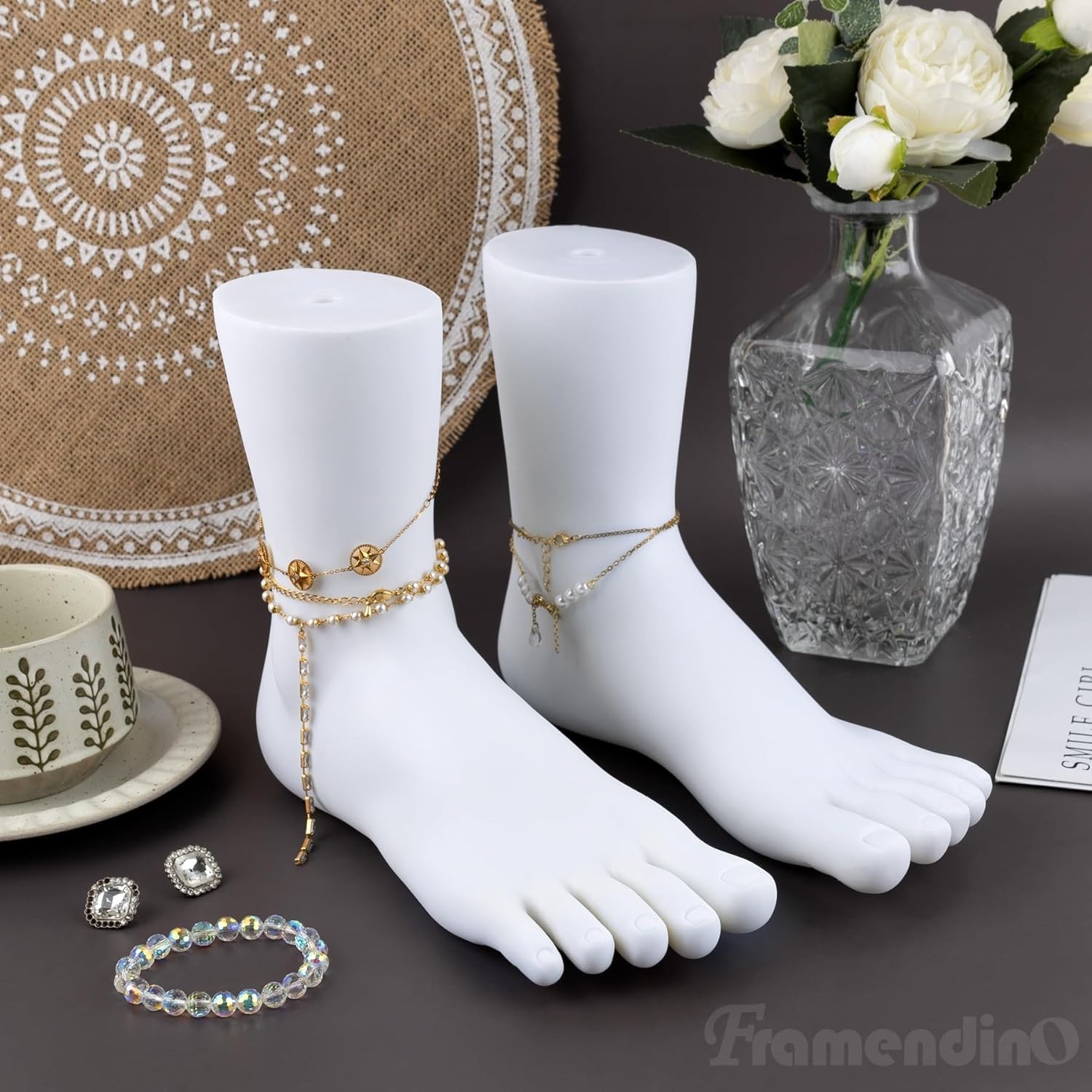 Human Foot Model PVC Manikin Sock Display Model Jewelry Shoes TWO FEET
