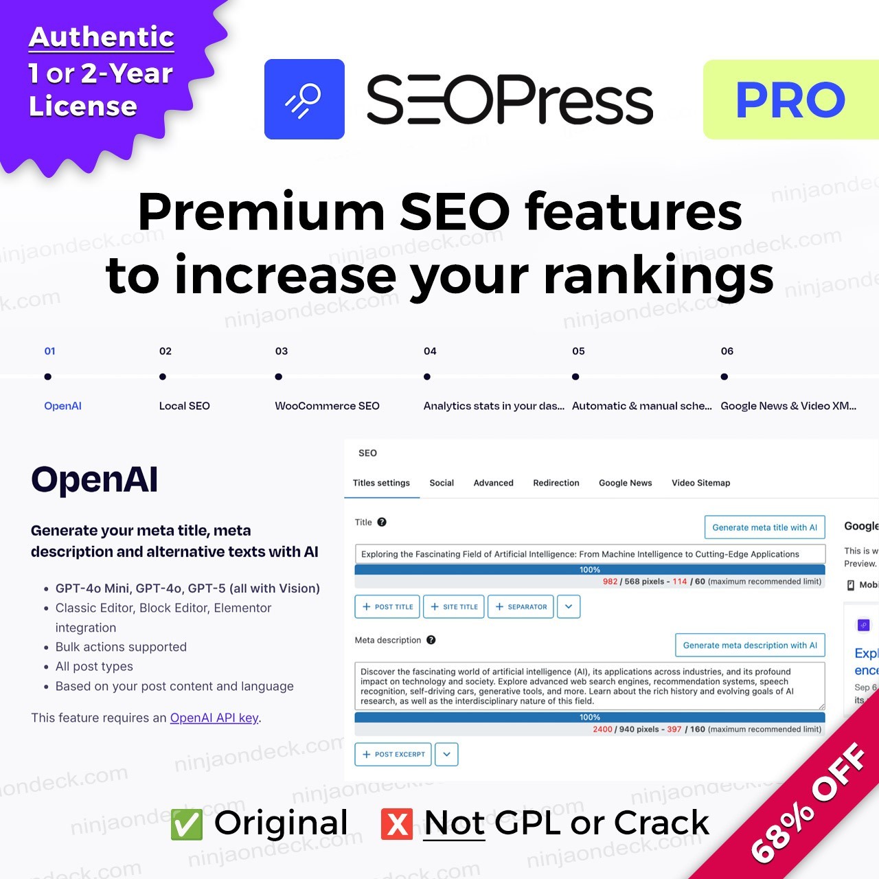 🥷 SEOPress Pro Official License ‒ 1-Year / 2-Year