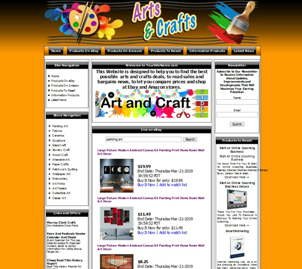 Art and Craft Store Affiliate Online Business Website For Sale!