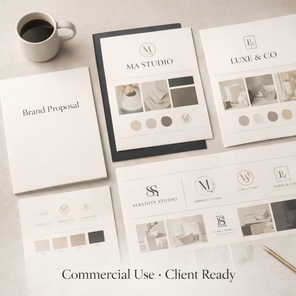 Luxury Brand Identity Bundle – Canva Brand Boards, Logo Suite & Color Systems