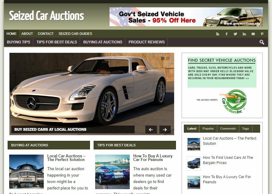Seized Car Auction Niche | Established Clickbank Affiliate Blog Website