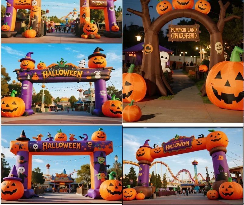 Custom Halloween Inflatable Eyeball Pumpkin and Arch