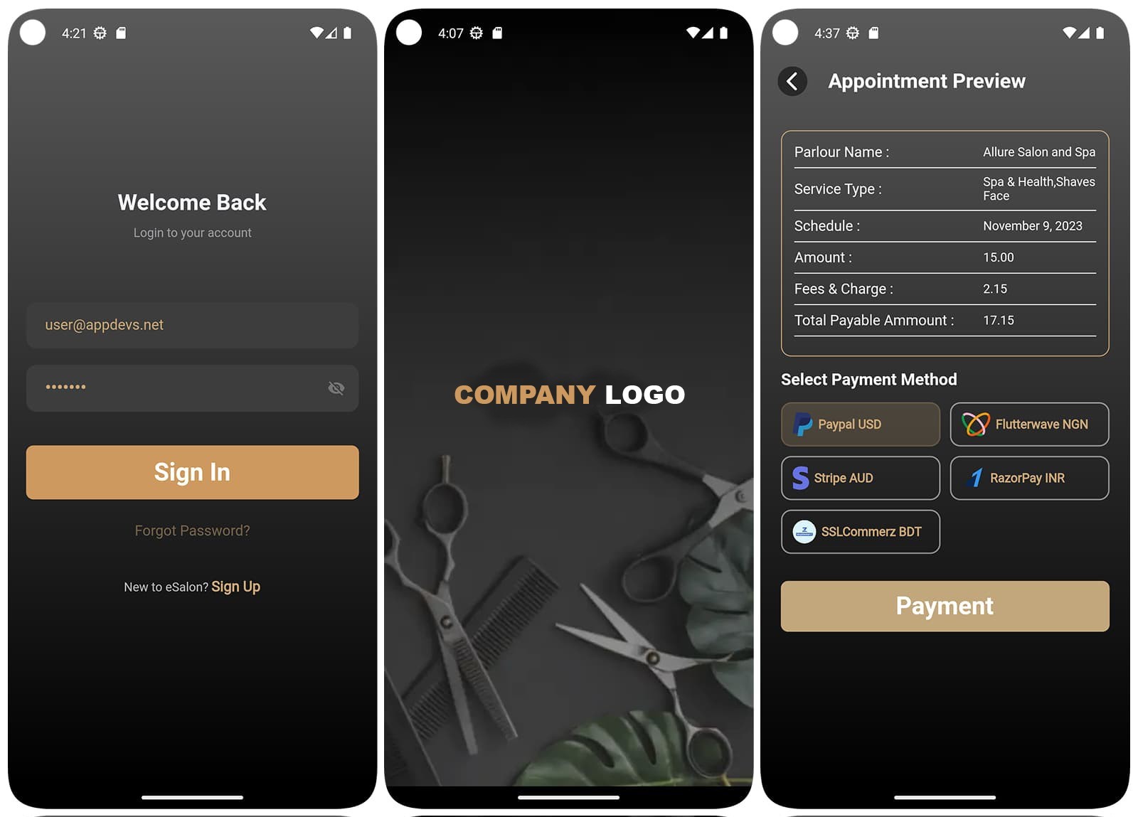 SalonPoint – Salon & Parlour Booking Full Solution Flutter App | Android + iOS