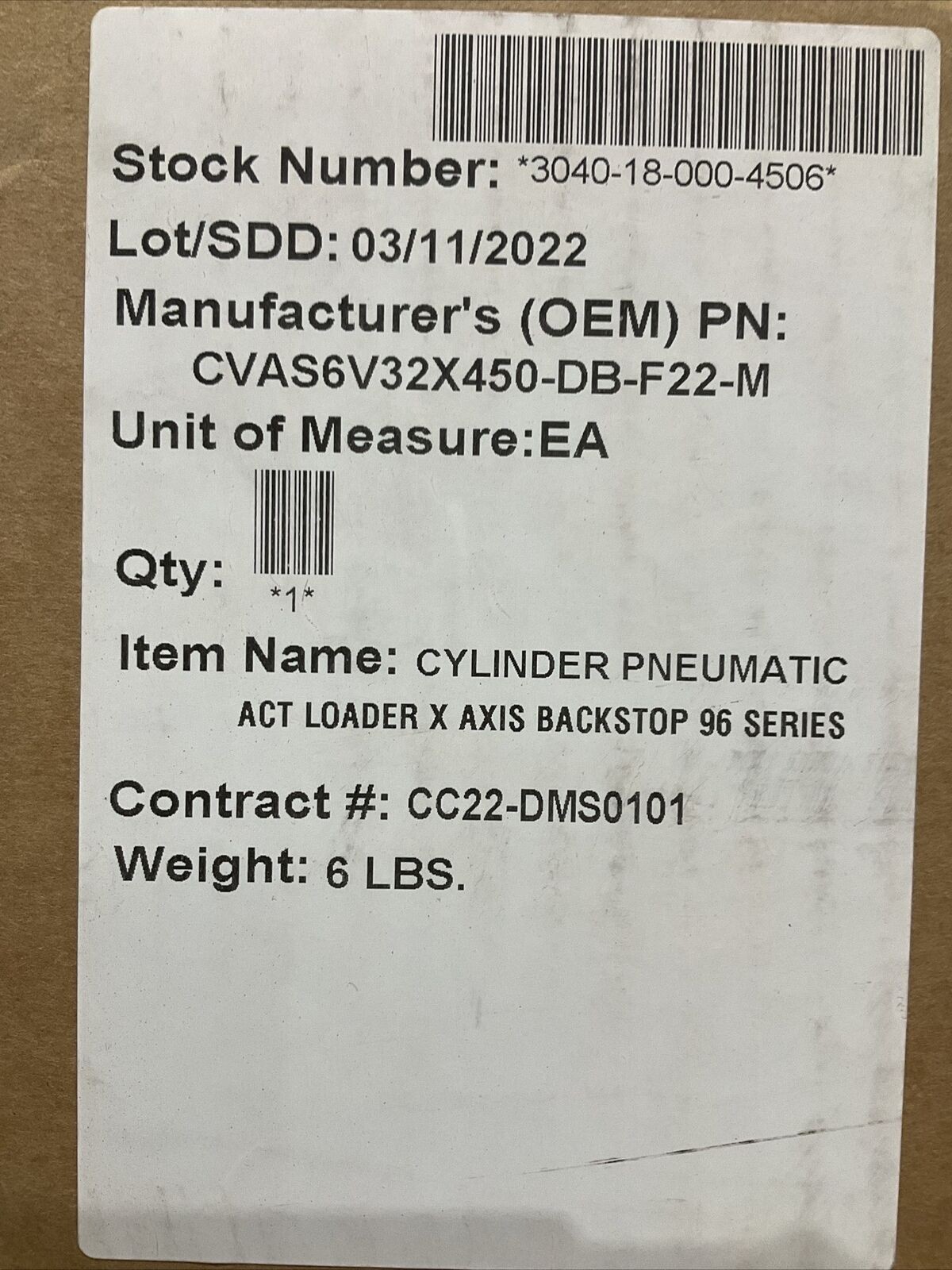 PHD CVAS6V 32 X 450-DB-F22-M PNEUMATIC CYLINDER U3S
