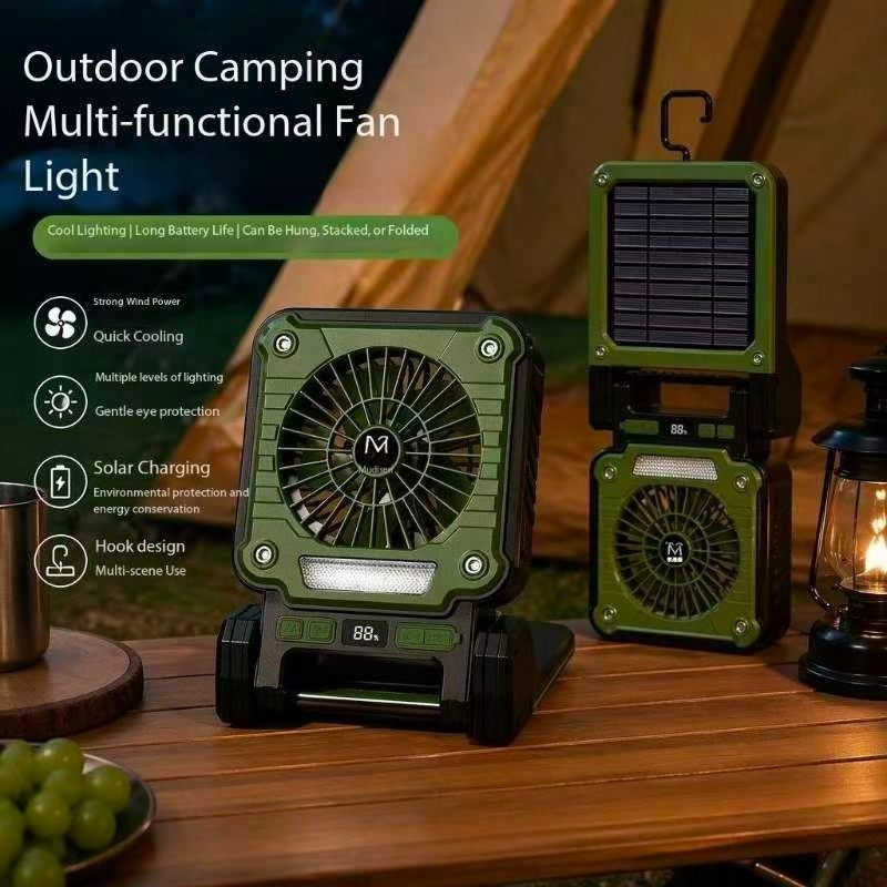 MUDISON Portable Solar Lighting Strong Wind Fan Smart Outdoor Camping Lamp