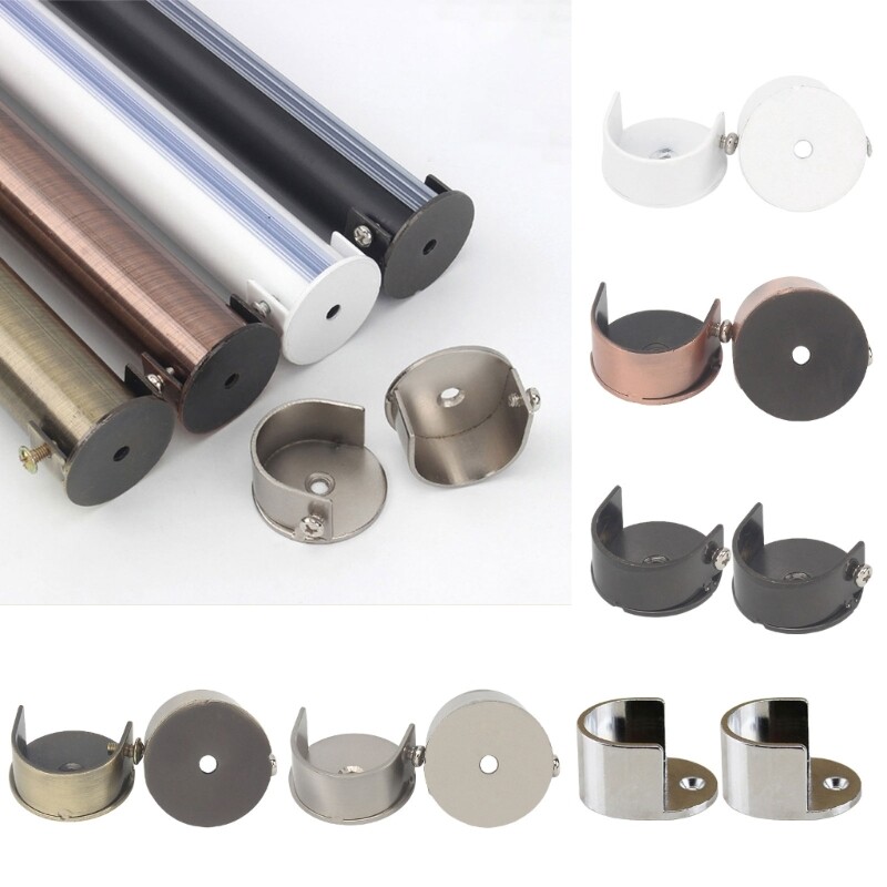 2Pieces Curtain Rod Brackets Curtain Holder for 28mm Curtain Rod Wall Mount
