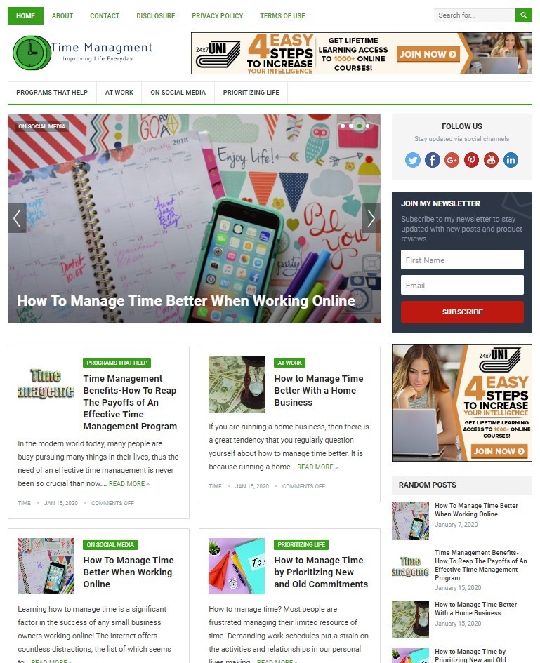DFY TIME MANAGEMENT WORDPRESS THEME+FREE SETUP PRE-DESIGNED BANNERS AND ADS