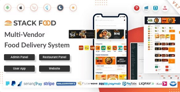 StackFood Multi Restaurant v5.7 – Food Delivery App with Laravel Admin and Rest