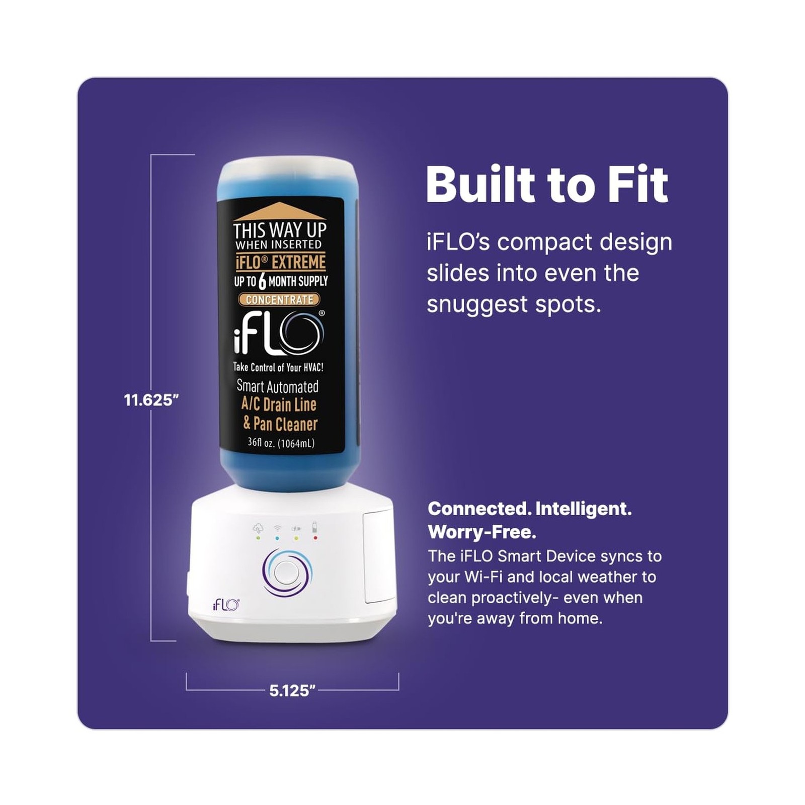 iFLO® Smart A/C Drain Line and Drain Pan Cleaner for HVAC System, Clog-Free