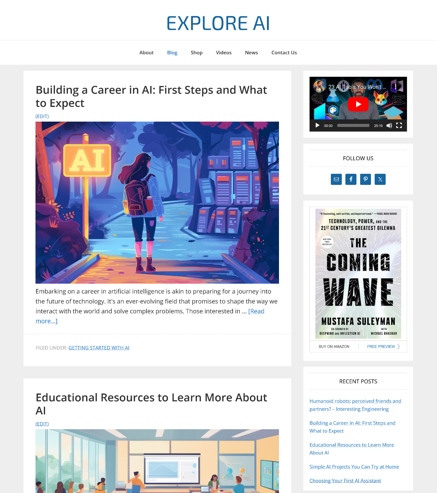 [NEW DESIGN] * Explore AI Website * Artificial Intelligence Blog AUTO CONTENT