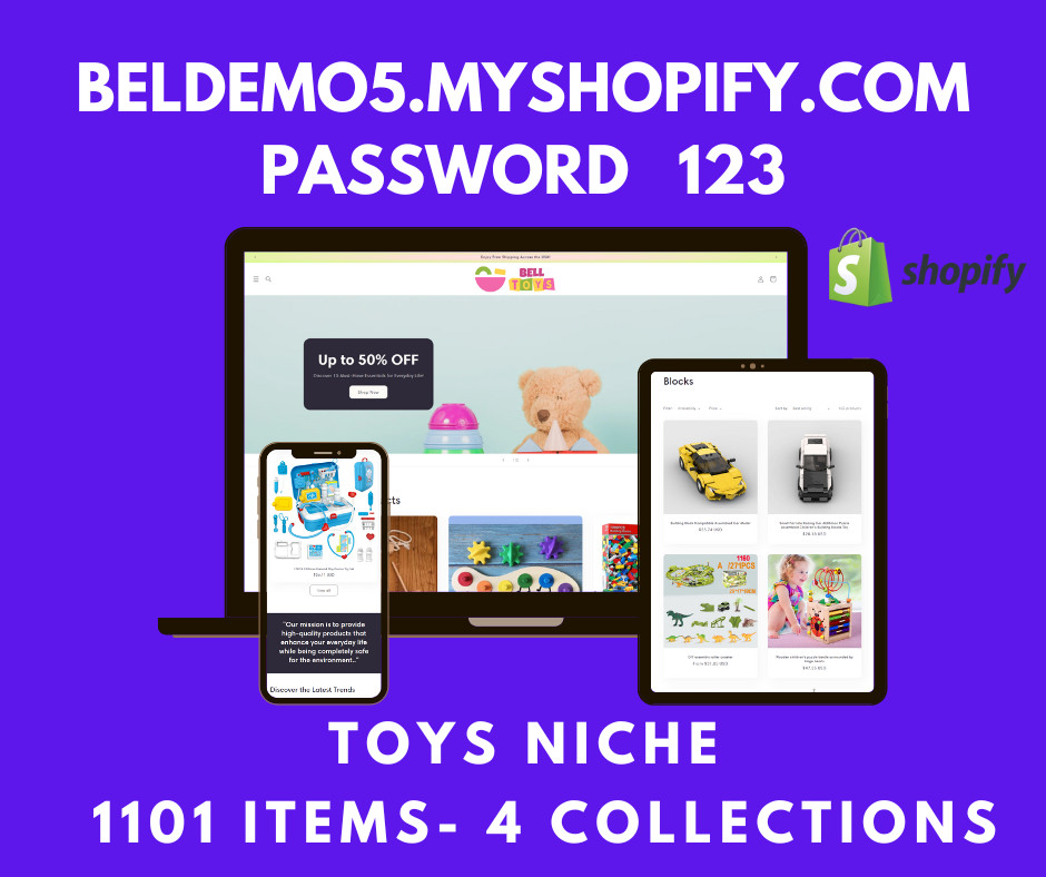 READY-MADE DROPSHIPPING Shopify Store – 1101 Products – Toys niche