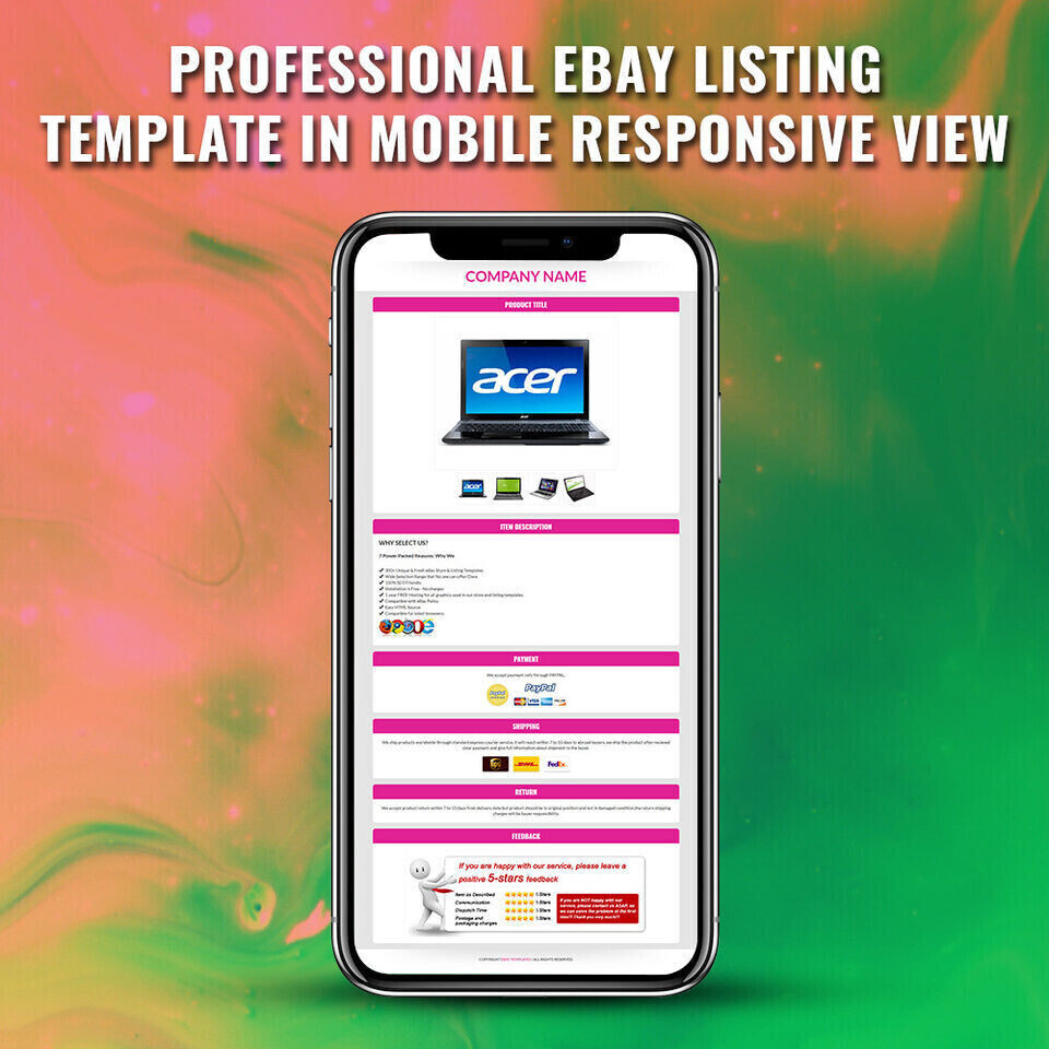 eBay Templates eBay Auction Template Mobile Responsive 100%