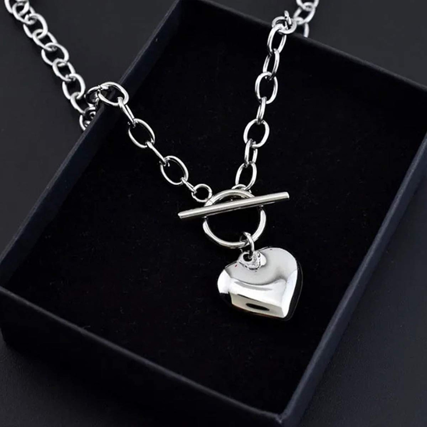 Chain Necklace for Women 18K White Gold Plated Chunky Cuban Chain Link Neckla…