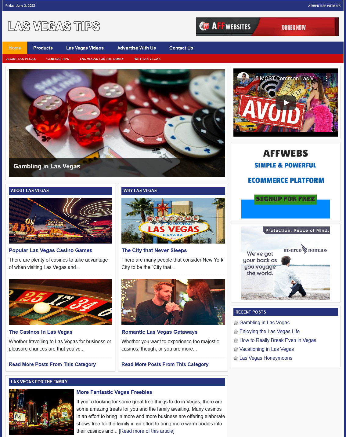 LAS VEGAS TIPS Website Business For Sale – Work From Home Internet Business
