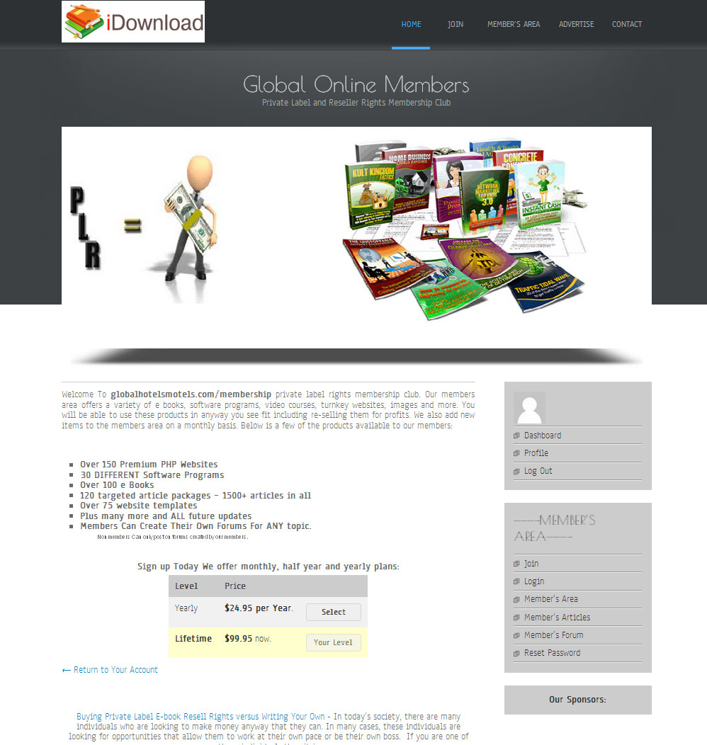 Private Label Rights Membership Club Website – Loaded
