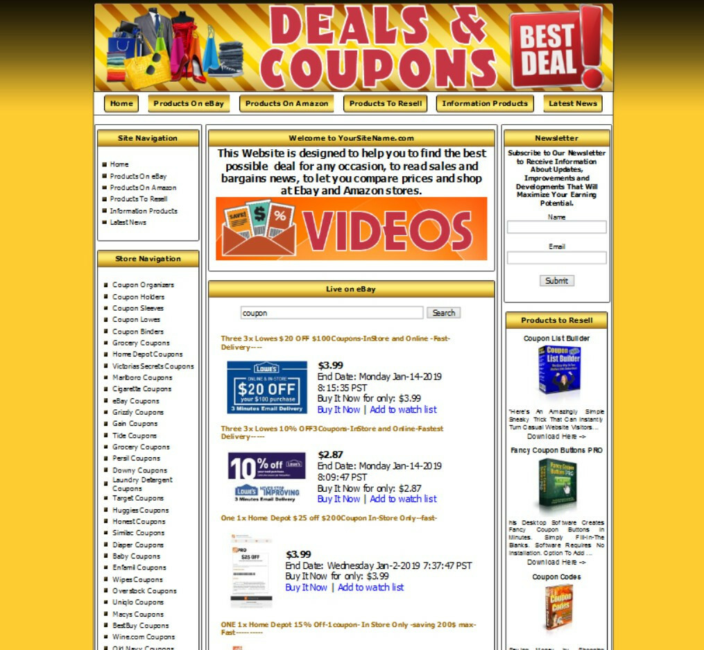 COUPON WEBSITE. FREE DOMAIN NAME.