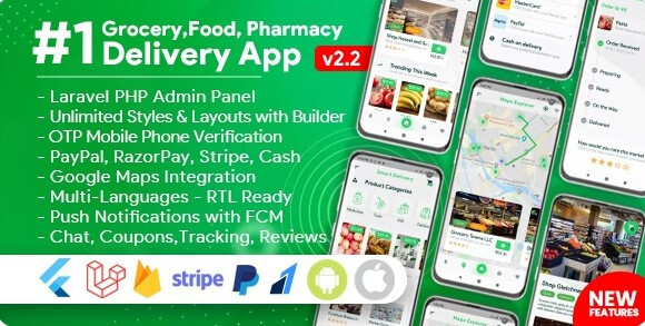 Grocery, Food, Pharmacy, Store Delivery Mobile App with Admin Panel v2.0.1