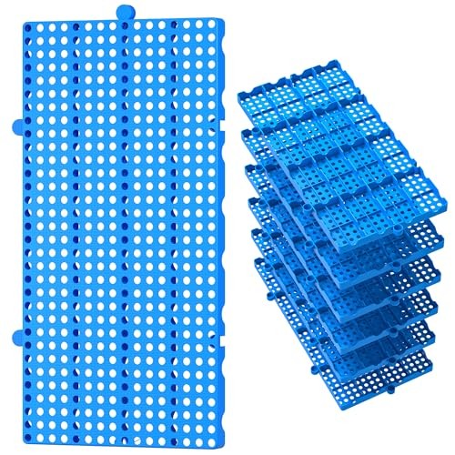 6 Pack Lightweight Plastic Pallets Interlocking Storage Flooring 23.6 x 11.8 Blu