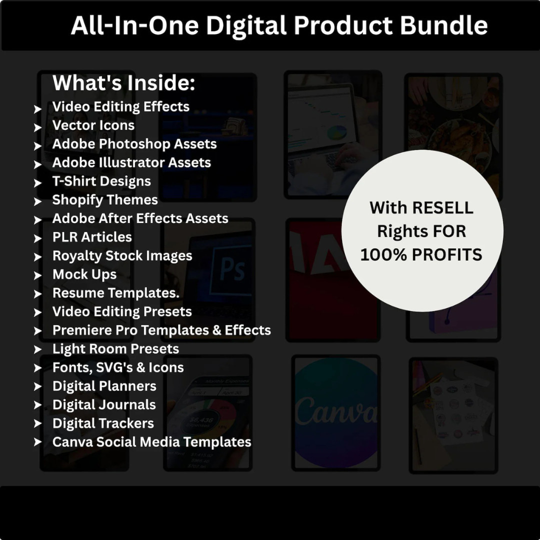 Resellable Digital Bundle: Planners, Ebooks, Reels & 100M+ Assets! ✨