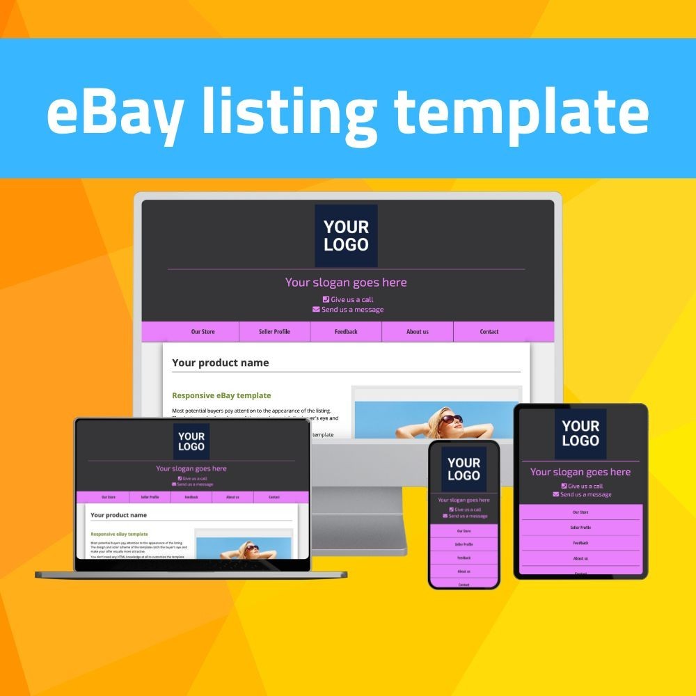 eBay Template – Responsive modern – black – Mobile Optimized + Editor