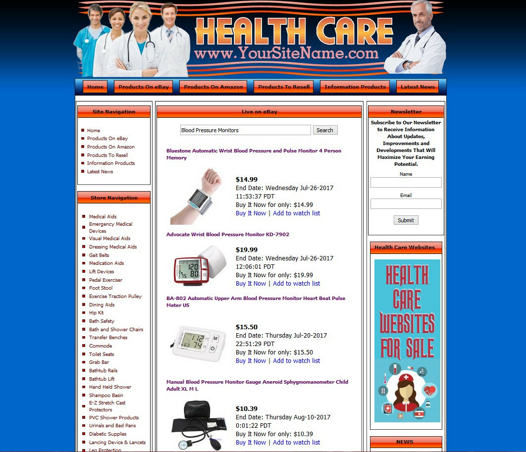 HEALTH CARE AND MEDICAL EQUIPMENT Amazon Adsense Business Website for Sale