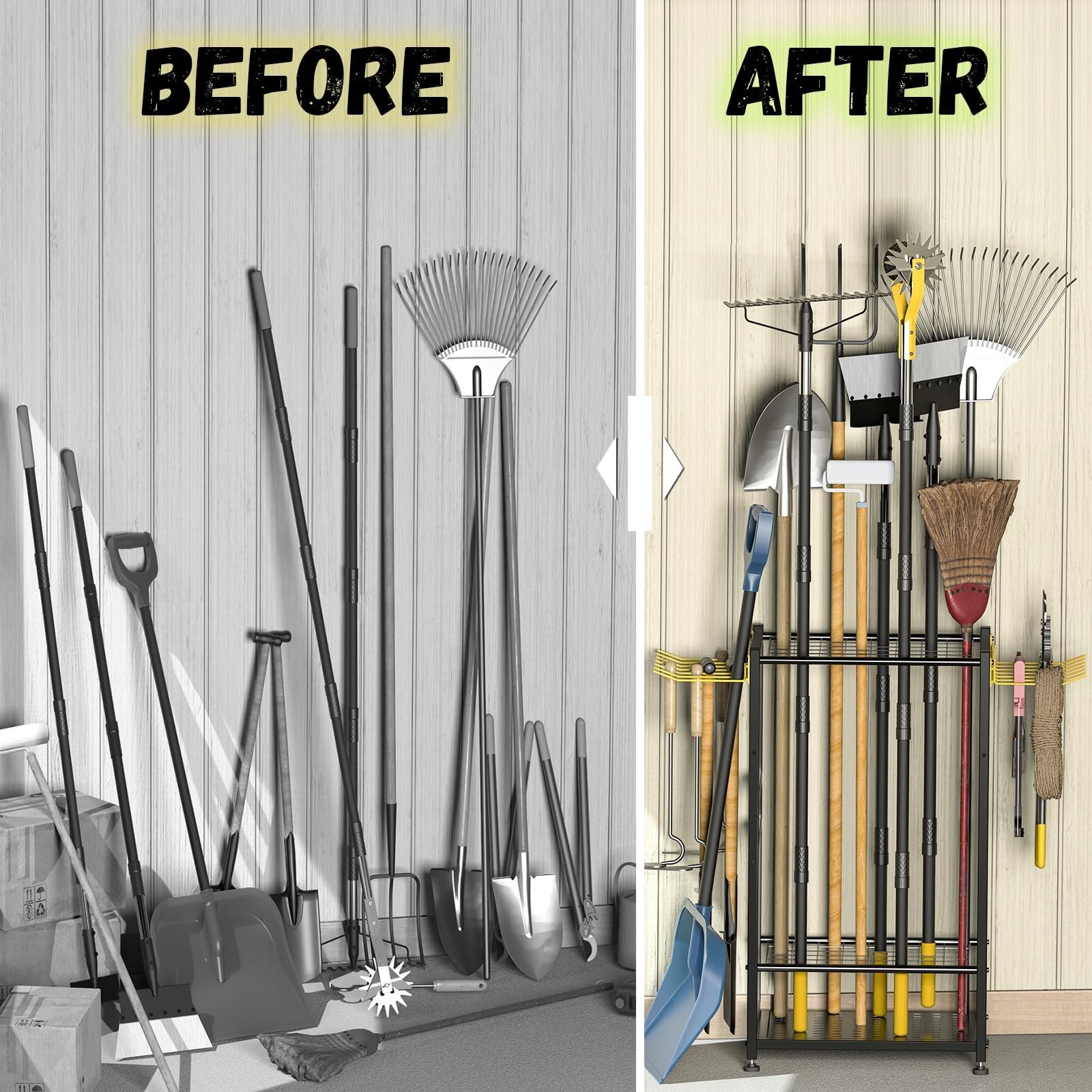 Garden Tool Organizer, Up 48 Long Handle Tool, Garage Storage and Organizatio…