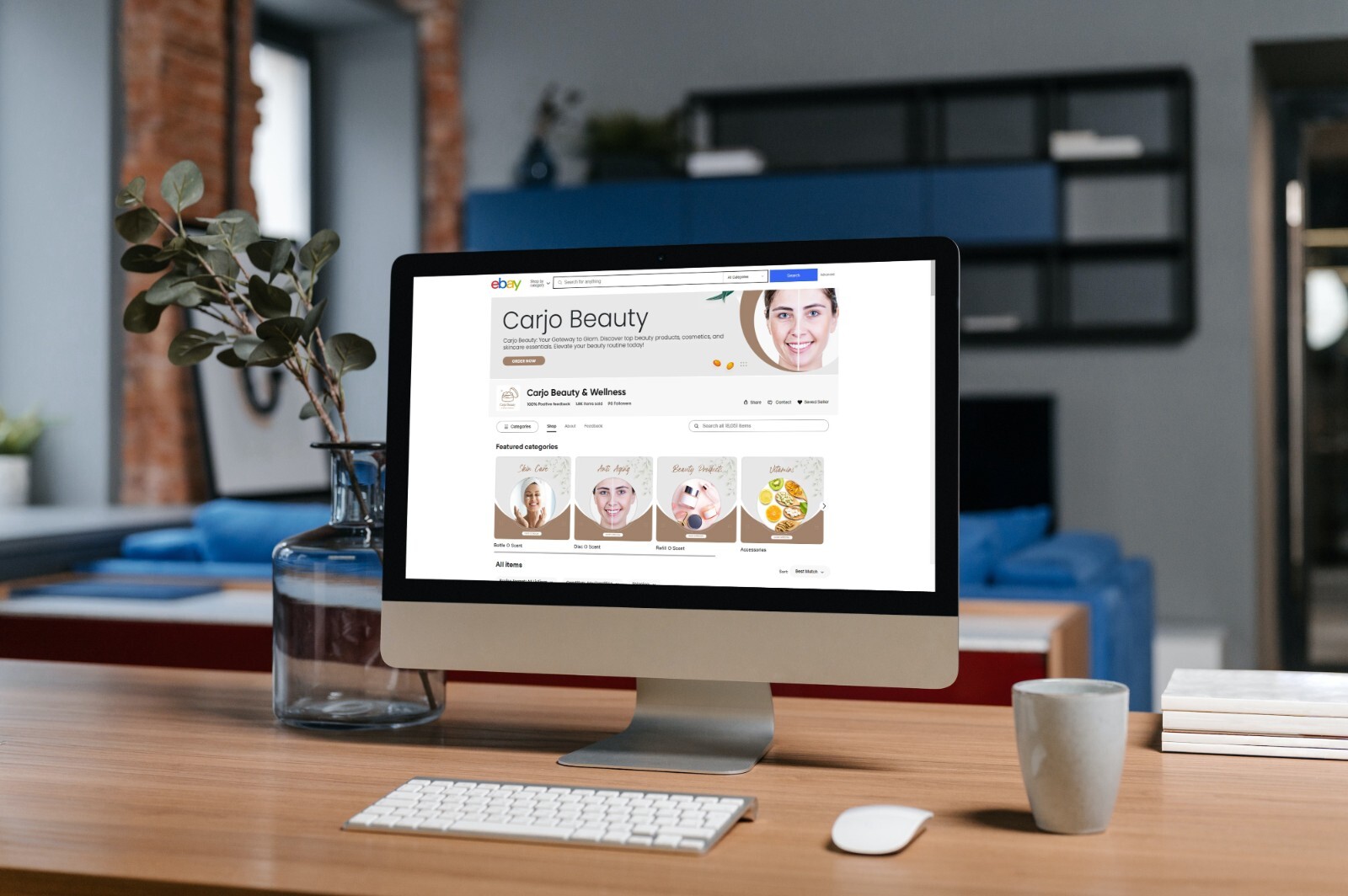 Minimal ebay store template, free logo design and 60 sec video ad for ebay store