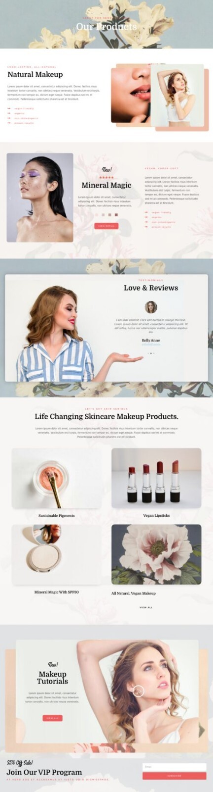 Beautiful Elementor Templates 15 , Mobile Responsive, Salon WordPress Website.
