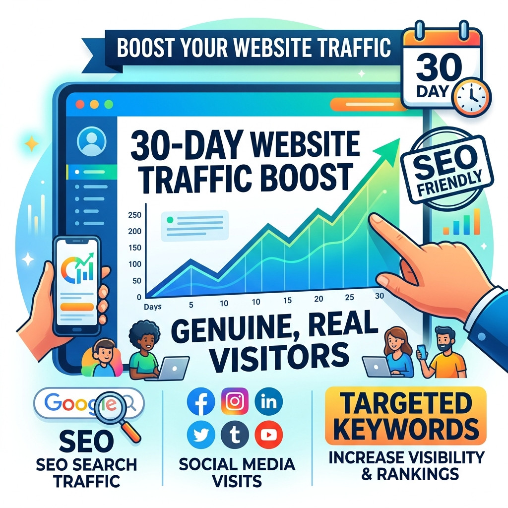 Keyword Target, Website Traffic Real Visitors SEO Search & Social Media 30 Days