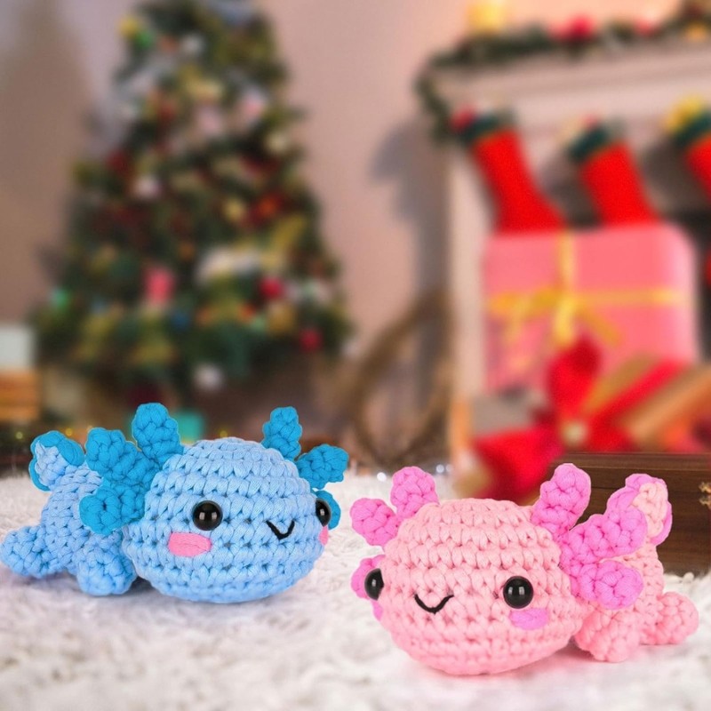 Crochet Dragon with Yarn, Crochet Hook, Plastic Eyes, and Instruction