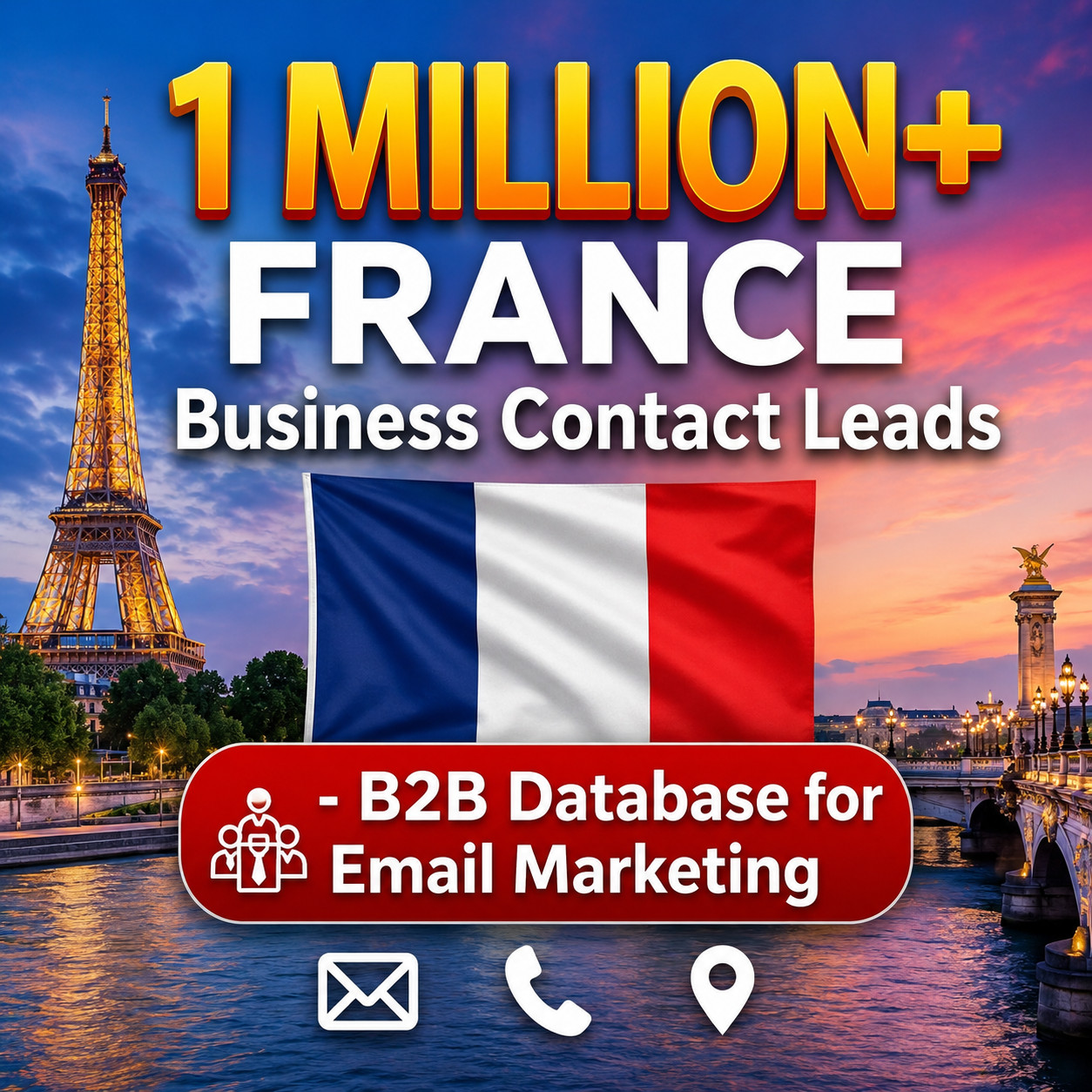 1 Million FRANCE Business Email Database list – B2B Contact leads | Excel CSV