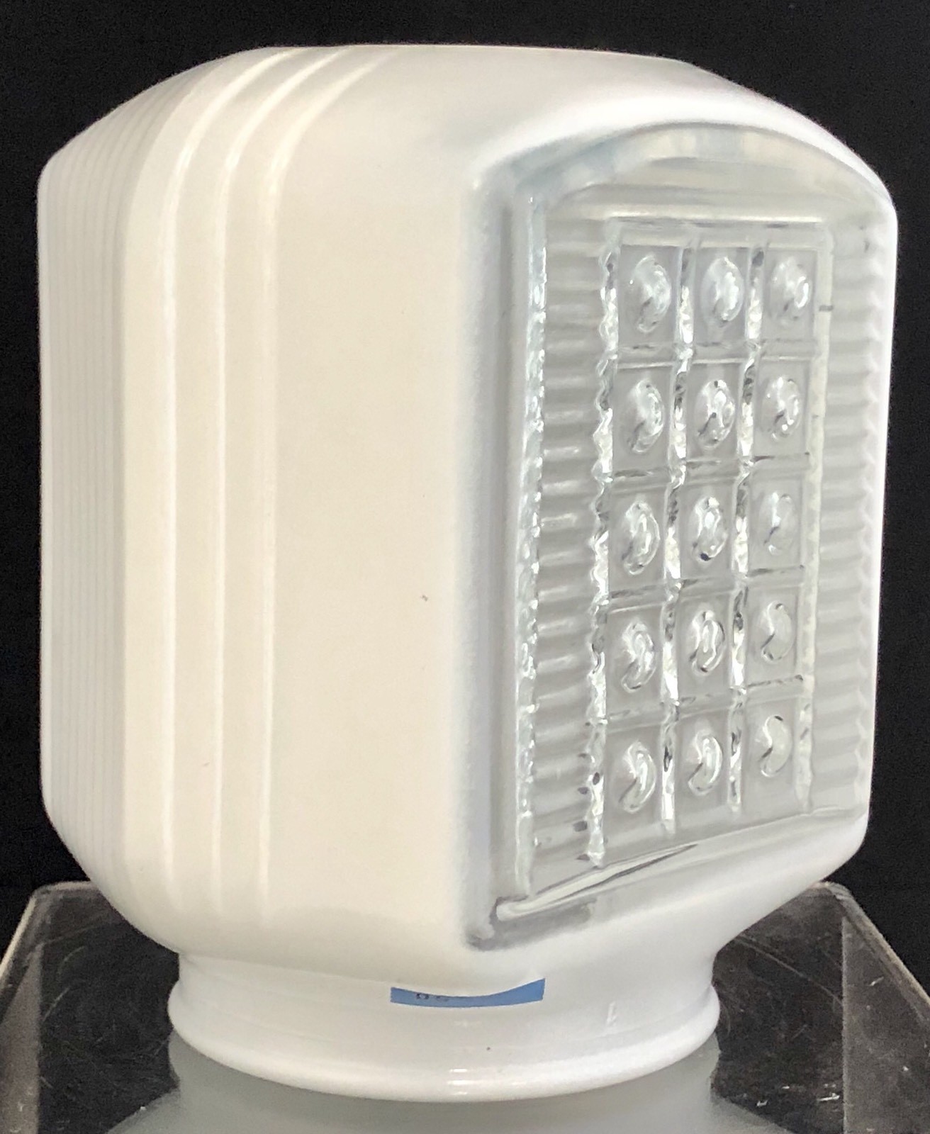 VINTAGE ART DECO MCM 5.5″ WHITE MILK GLASS BEADED LIGHT GLOBE SHADE w/ 3″ FITTER
