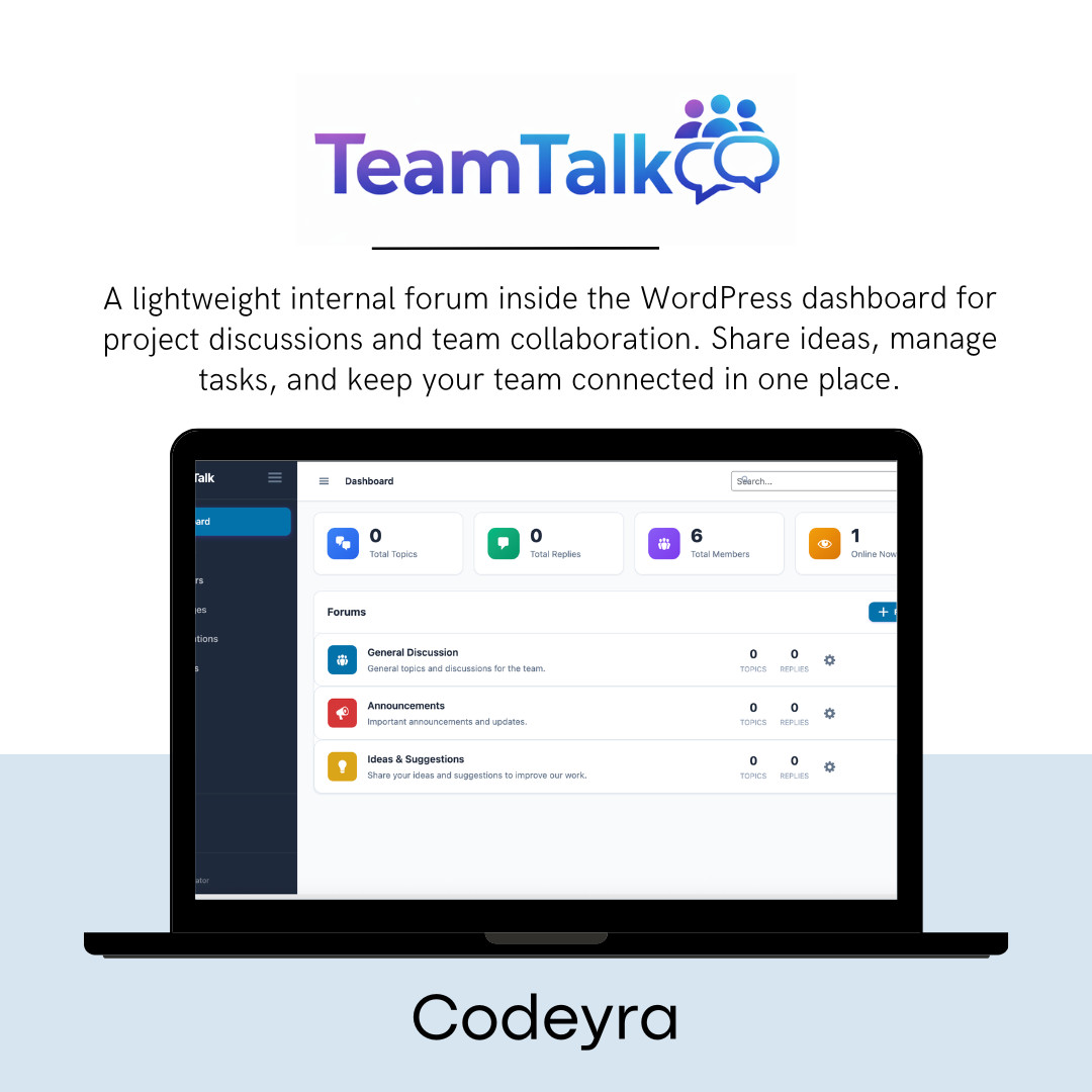 TeamTalk – WordPress Team Communication Plugin (1 Year Activation)