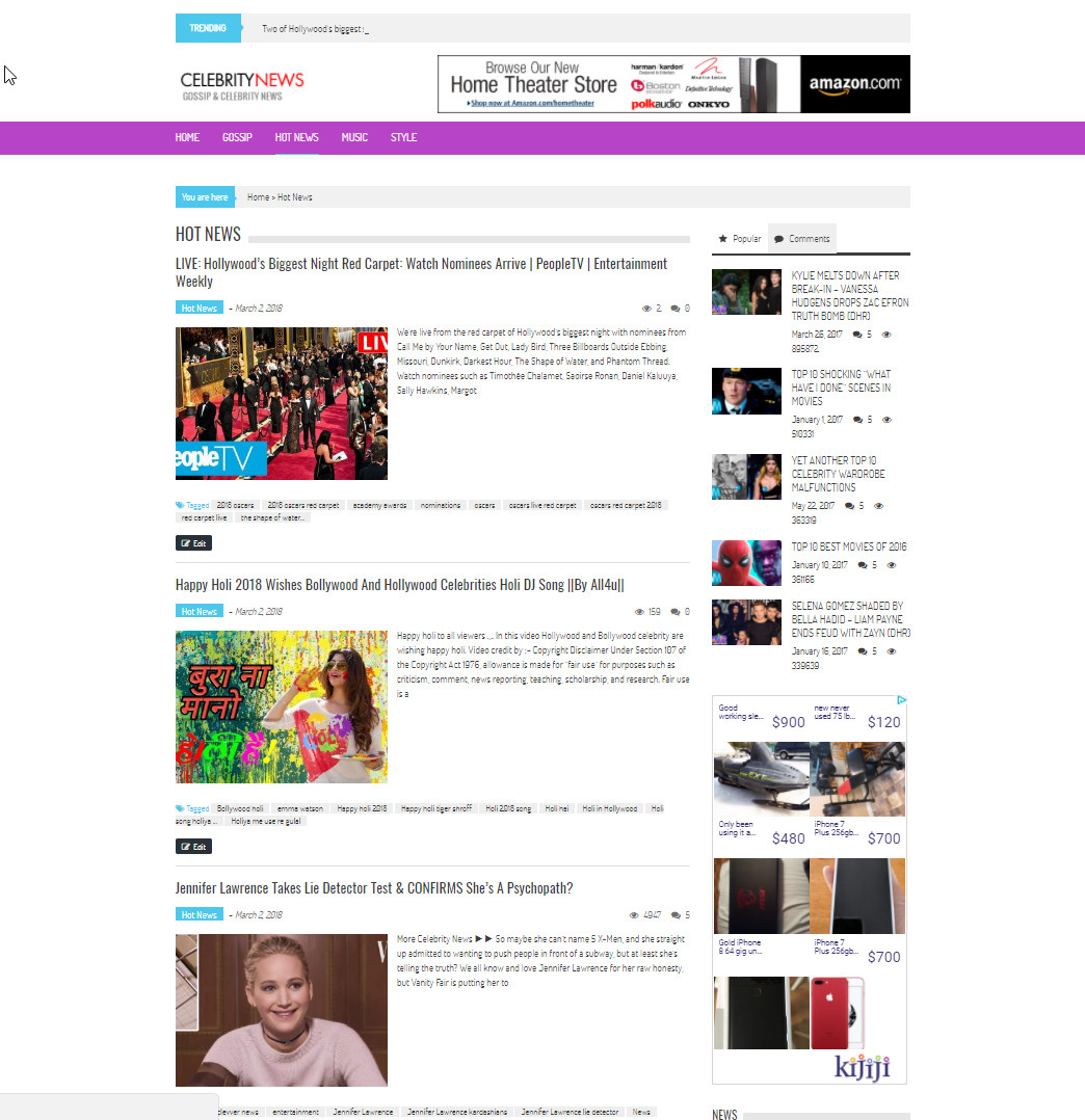 🥇 Turnkey WordPress Celebrity News Website – Autopilot, Easy Customization