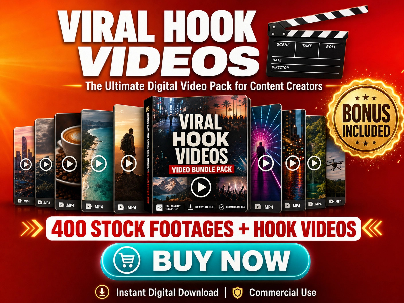 DIGITAL Viral Hooks Videos + Bonus 400 Stock Videos