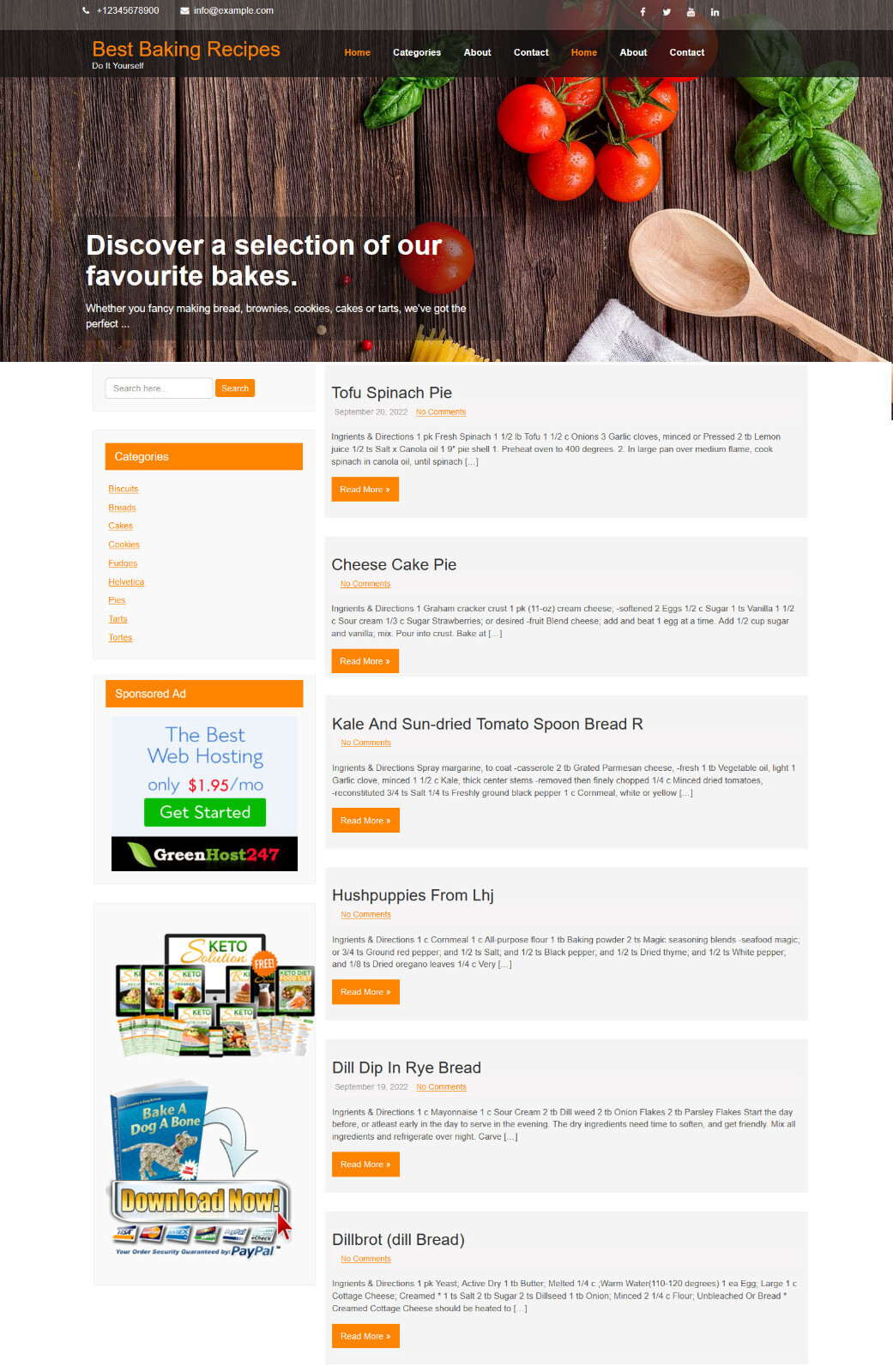 Baking Recipes website with 55,000+ Receipes + Free Hosting and Installation