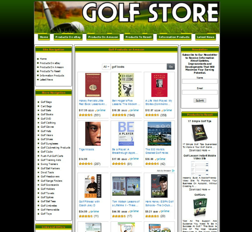 GOLF Website. Affiliate STORE+Amazon Store+Google Adsense+Dropship