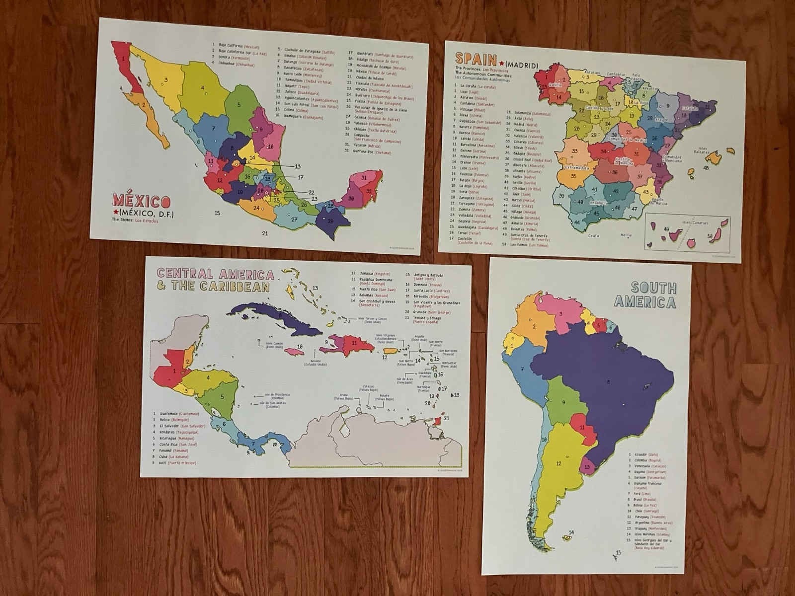 4 Posters Spanish Speaking Countries Teaching Learners of All Ages Home School