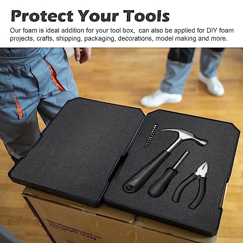 2 Pcs Polyurethane Foam Sheets 16x12x1.5 Inch Cuttable Case Insert Padding Black