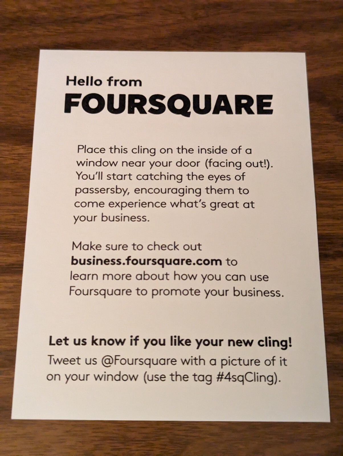 Original Marketing Mailer From Four Square Mobil App – 2009 & Window Sticker