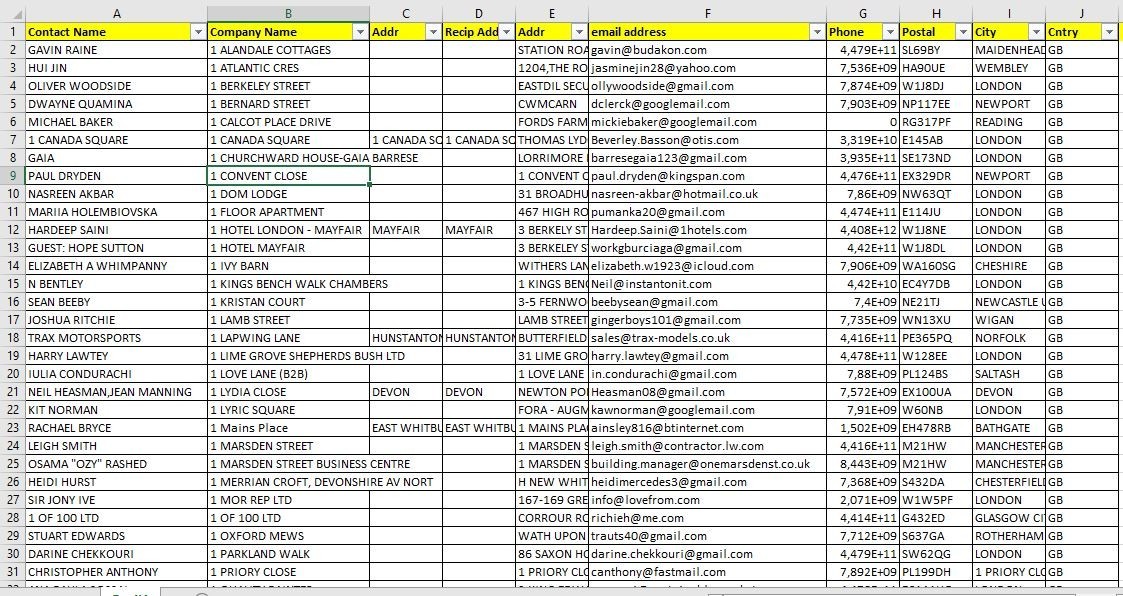 500K UK Business contact Database | B2B email list | CSV/Excel Digital Download