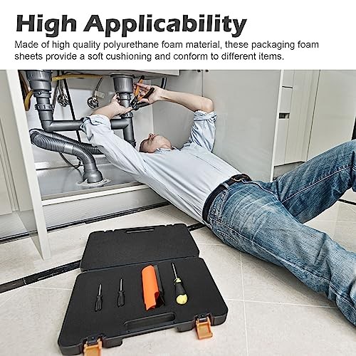 2 Pcs Polyurethane Foam Sheets 16x12x1.5 Inch Cuttable Case Insert Padding Black