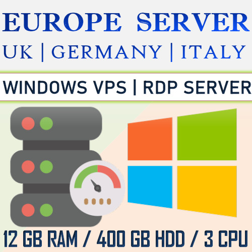 Windows / Linux Server – VPS Server (SSH|RDP|VPS SERVER) 12 GB RAM + 400 GB HDD