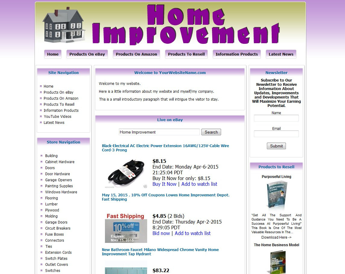 Home Improvement Store Affiliate Online Business Website Sale