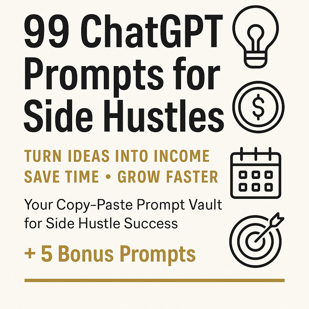99 AI ChatGPT Prompts for Side Hustles + 5 Bonus | Turn Ideas Into Income