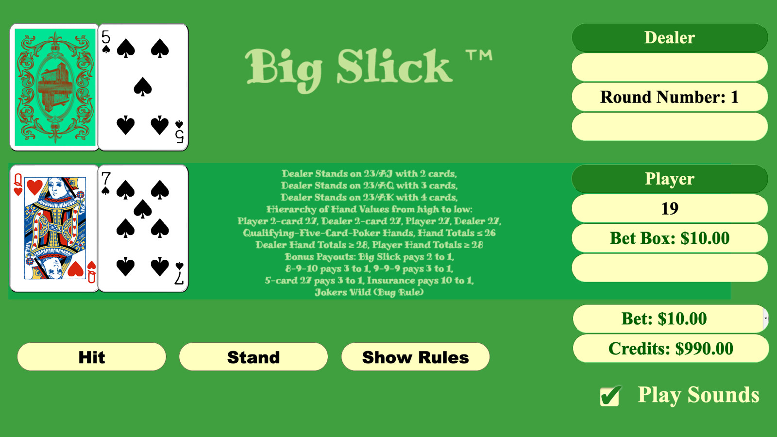 US Patent 9162137B2 issued for invention of a new family of casino-card games