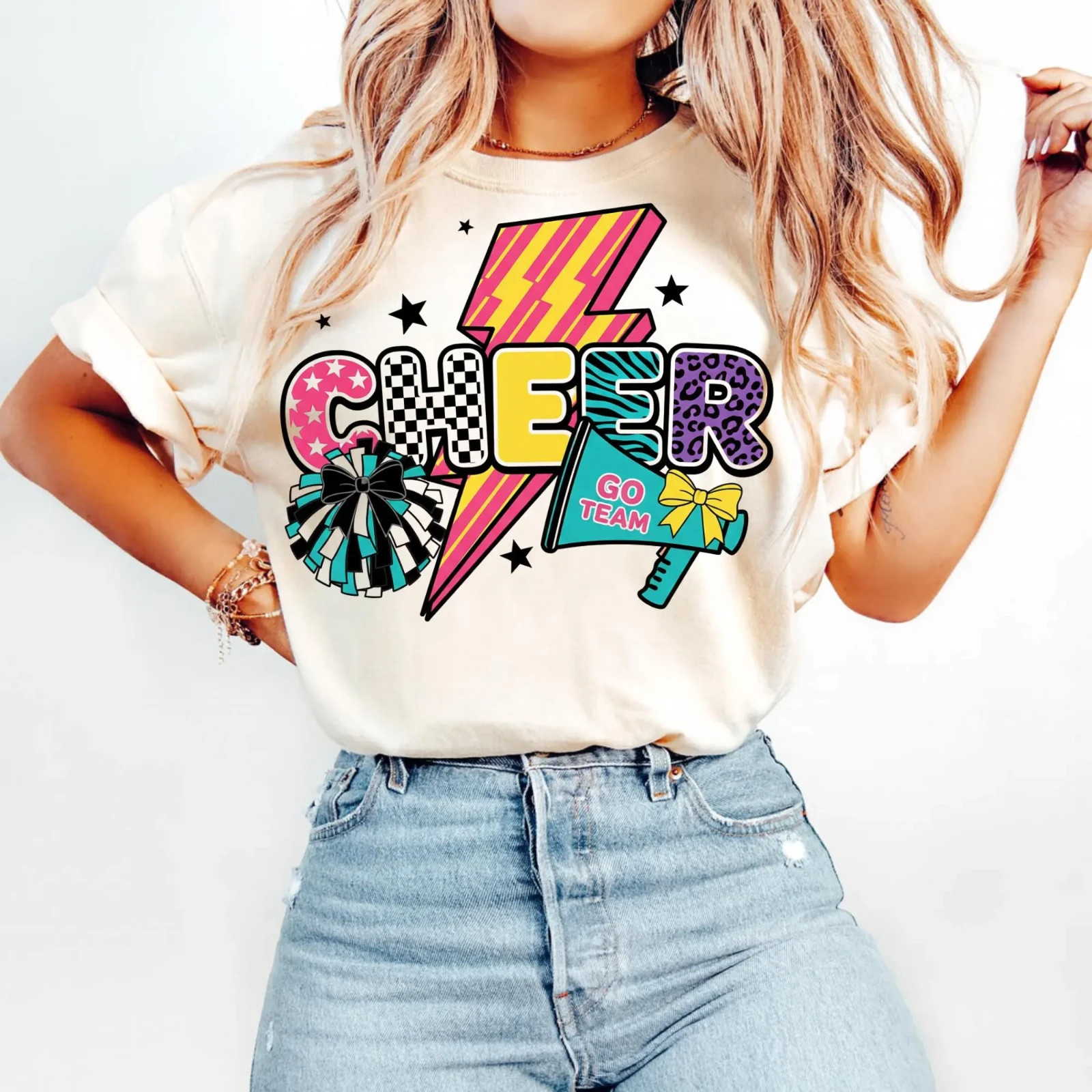 Cheer PNG Bundle: Retro Cheerleading Sublimation Designs (Digital Download)