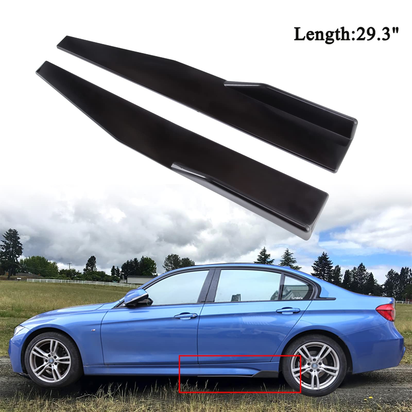 Universal 29.3″ Black Side Skirt Rocker Splitter Canard Diffuser Winglet