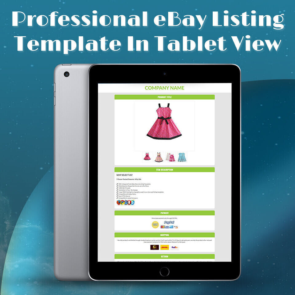 Ebay Listing Template HTML Professional Mobile Responsive Design 2019 Universal