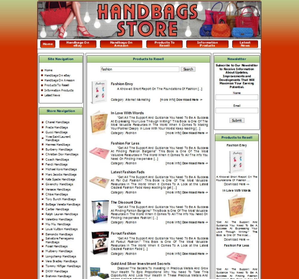 HANDBAG STORE ECOMMERCE BUSINESS WEBSITE FOR SALE. AMAZON ADSENSE MONEY